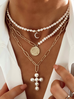 Naszyjnik z łańcuchem z krzyżem z perłami NRG0204