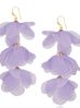 Kolczyki jedwabne kwiaty potrójne fioletowe KBL0838