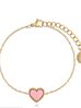 Bransoletka złota z sercem i różową emalią Enamel Heart BSA0335