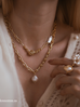 Naszyjnik złoty łańcuch  z perłą  NRG0147