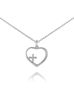 Naszyjnik srebrny z serduszkiem i krzyżykiem Holy Heart NSE0153
