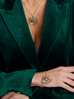 Bransoletka złota zdobiona zawieszką z zielonym kryształkiem Marie BTO0009