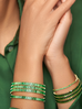 Bransoletka cienka z zielonymi kryształkami Este BSS0184