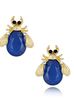 Kolczyki z złotymi żuczkami i niebieskimi kryształkami Carmen KMI0206