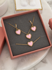 Kolczyki złote z sercem i różową emalią Enamel Heart KSA0876