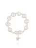 Pierścionek elastyczny z perełkami i złotą gwiazdką z cyrkoniami srebrna PPE0018