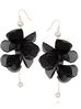 Kolczyki satynowe kwiaty czarne z perełkami KBL0323