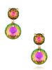 Kolczyki okrągłe z różowo zielonymi kryształami Vitória KFF0214