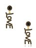 Kolczyki złote z czarnym napisem LOVE KRG0903