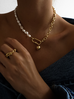 Naszyjnik złoty łańcuch  z perłami długi NRG0209 50 cm