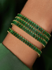 Bransoletka zielona z kryształkami potrójna Mariah BSS0187