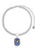 Naszyjnik srebrny z niebieskim kryształem i motylem Sien NS0231