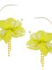 Kolczyki jedwabne kwiaty neonowe limonka KBL0720