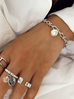 Bransoletka srebrny łańcuch z perłą BRG0127