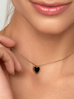 Naszyjnik złoty z sercem i czarną emalią Enamel Heart NSA0600