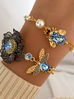 Bransoletka z owadem i kwiatem niebieska Siri BMI0146