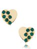 Kolczyki złote serca z zielonymi kryształkami Pisa KTO0044