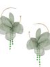 Kolczyki jedwabne kwiaty zielone połyskujące KBL0830