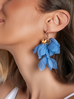 Kolczyki jedwabne kwiaty niebieskie Mini Vera KBL1040