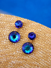 Kolczyki okrągłe z granatowymi kryształami Vitória KFF0217