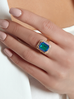 Pierścionek z zielono niebieskim kryształkiem Majestic PSS0040