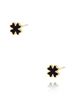 Kolczyki złote z koniczynką i czarną emalią KCA0024