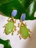 Kolczyki zielono niebieskie z owadami Cayayaan KJO0012