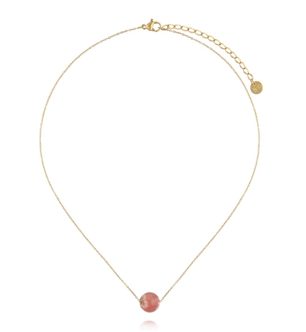 Naszyjnik z rodochrozytem na delikatnym łańcuszku NLB0333