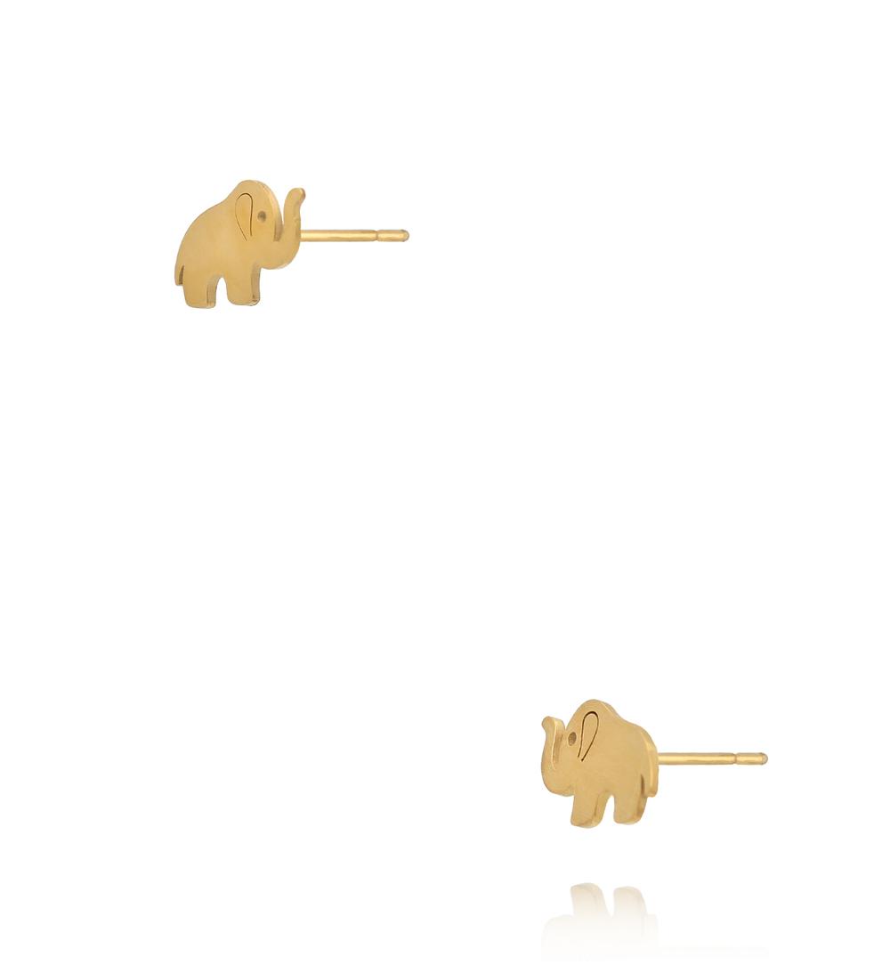 Kolczyki wkrętki w kształcie słonika złote KSY0624