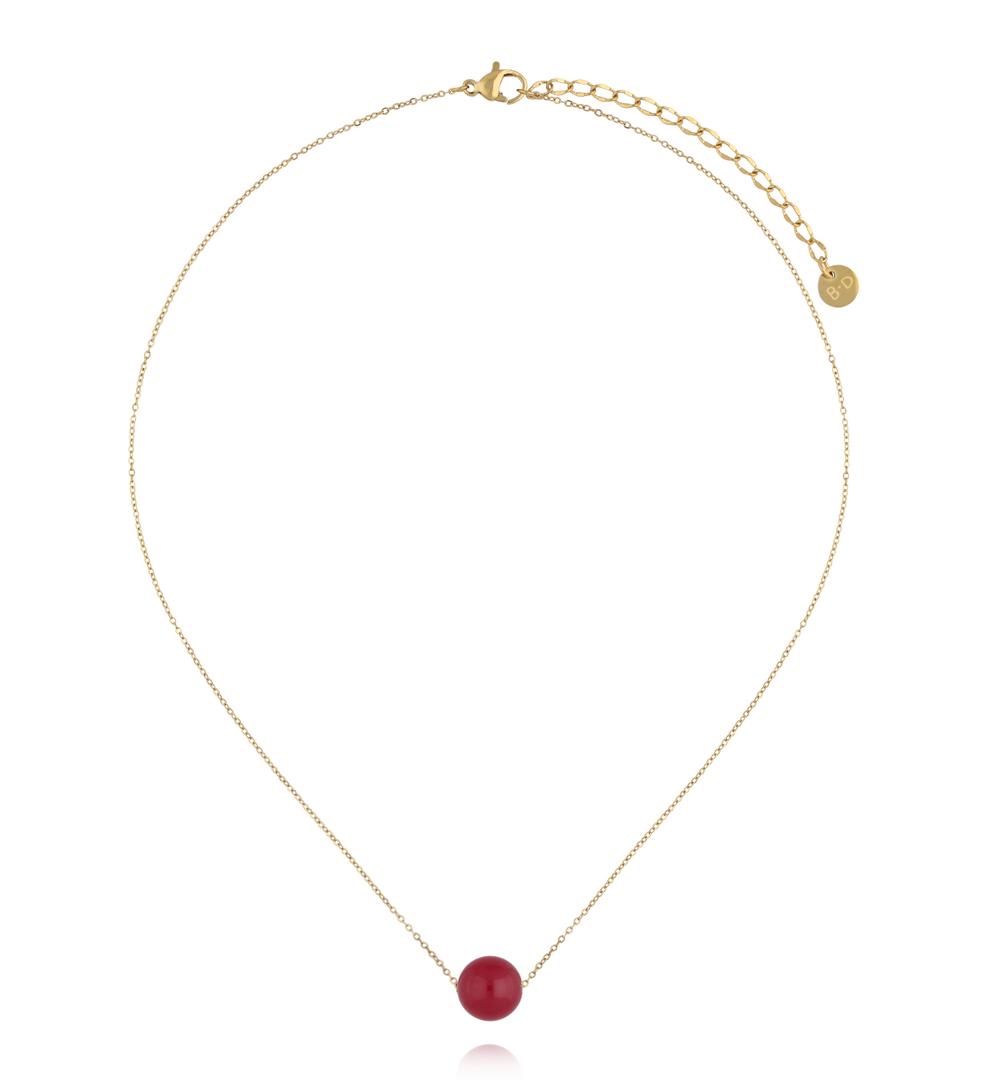 Naszyjnik z czerwonym korundem na delikatnym łańcuszku NLB0334