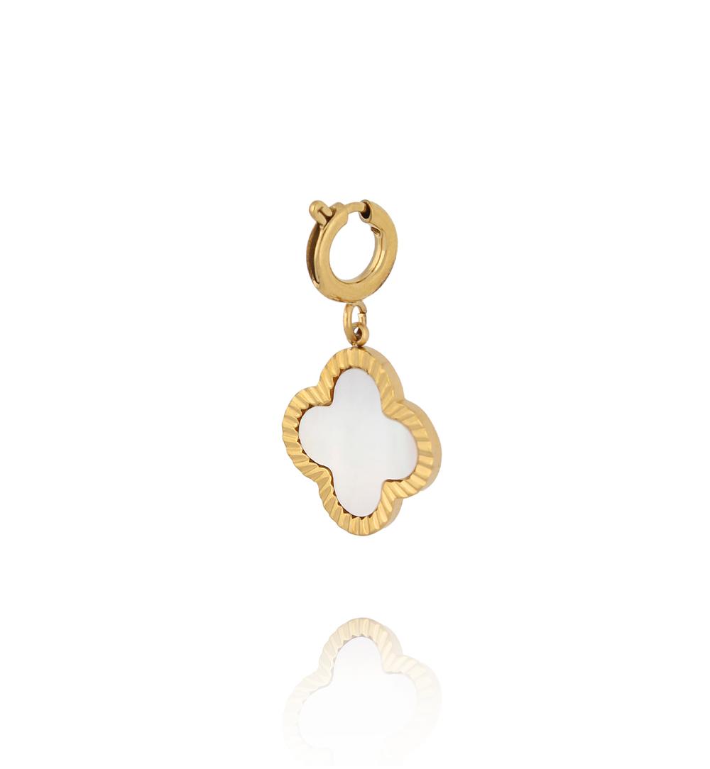 Charms złota koniczynka z masą perłową CHA0100
