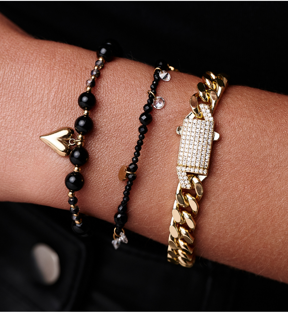 Bransoletka złota z zapięciem wysadzanym cyrkoniami BRG0273