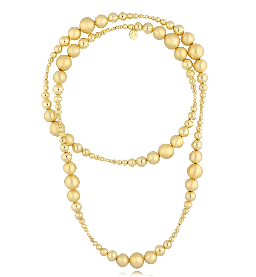 Zestaw złotych naszyjników z kulkami i sercami ZN0173