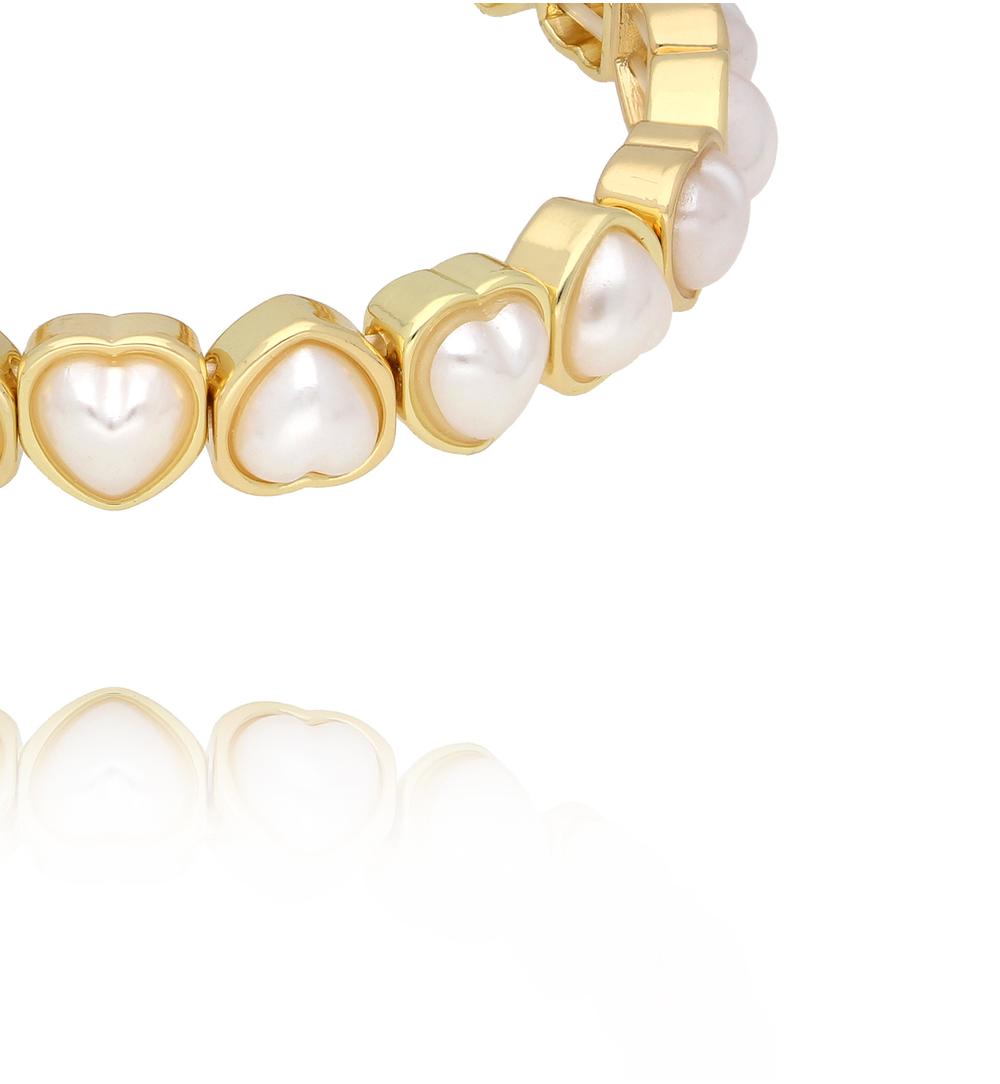 Bransoletka z perłami w kształcie serduszek BCR0025