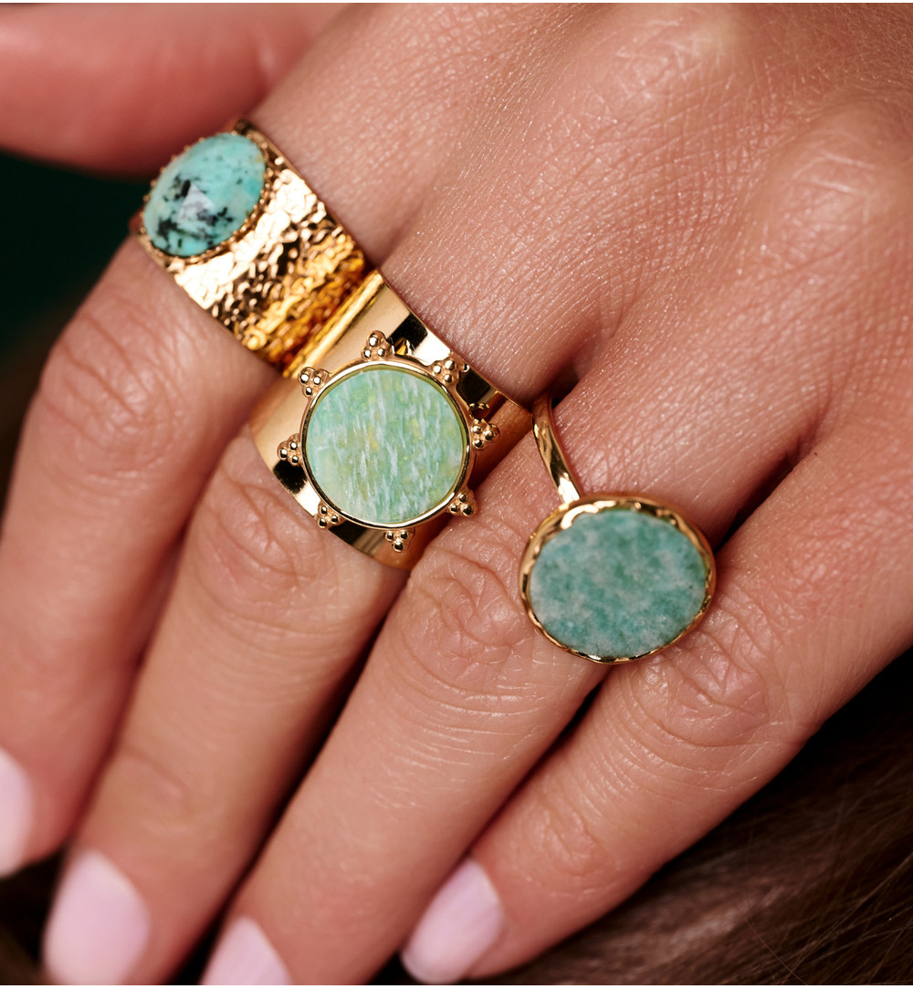 Pierścionek z turkusem afrykańskim szeroki PEA0061