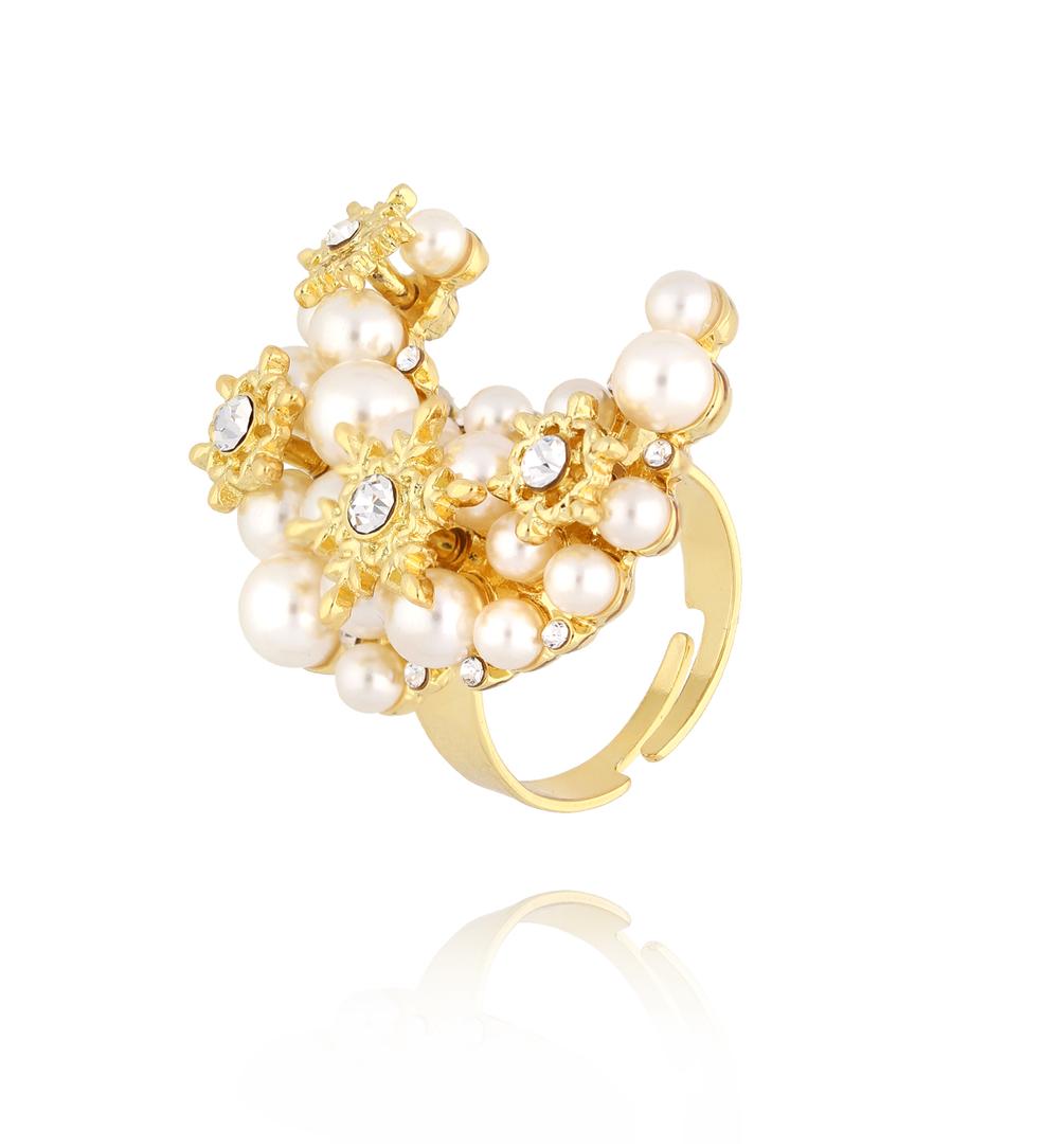 Zestaw biżuterii z perłami i złotymi akcentami ZN0132