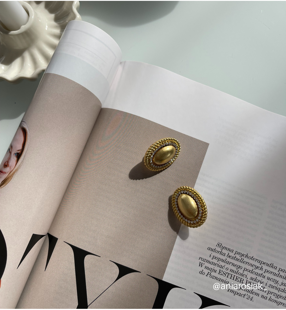 Klipsy złote owalne Maubeuge KRG0982