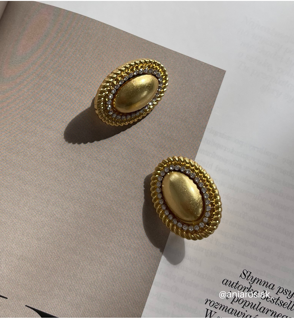 Klipsy złote owalne Maubeuge KRG0982