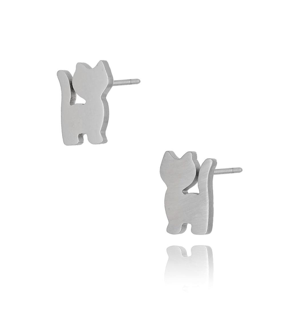 Kolczyki srebrne kotki ze stali szlachetnej KPS0003