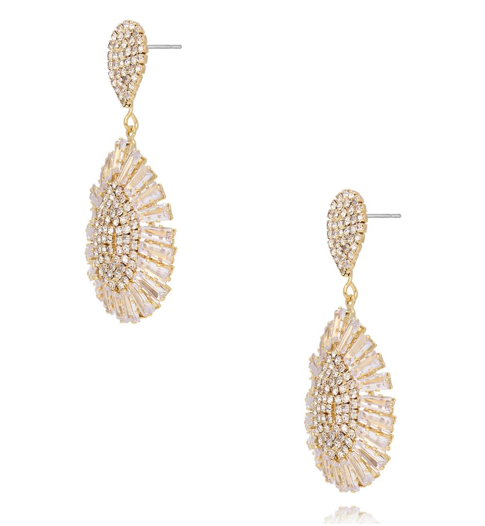 Kolczyki wiszące z kryształkami złote KLU0202