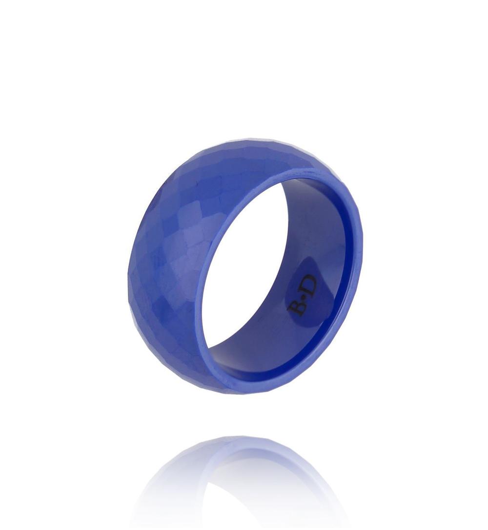 Obrączka z ceramiki kobaltowa fasetowana Feminine PFE0015