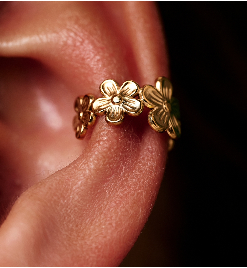 Nausznice złote z kwiatkami KSY0583