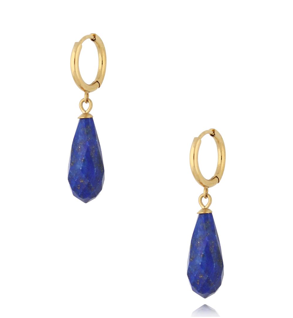 Kolczyki złote z lapisami KPA0211