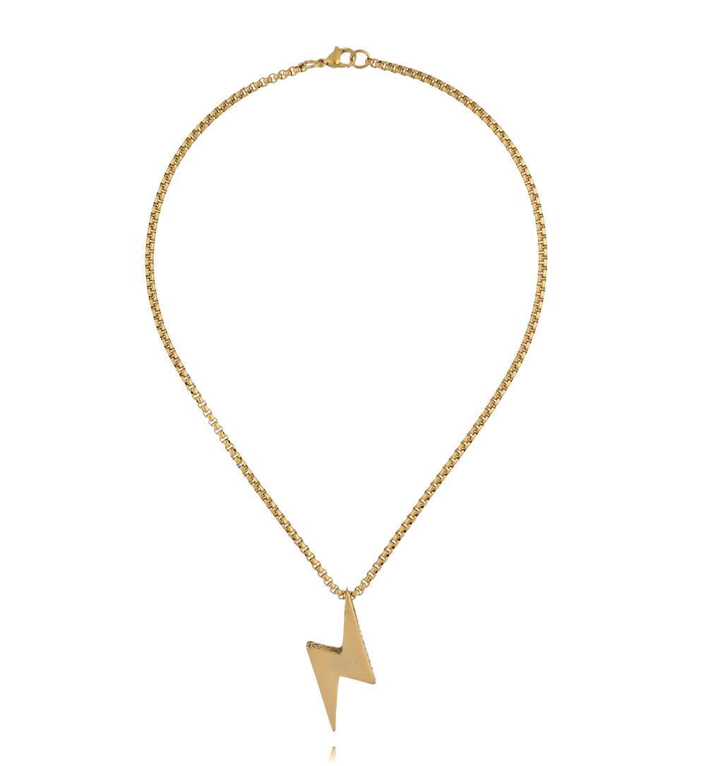 Naszyjnik ze złotą błyskawicą męski NMITC0257