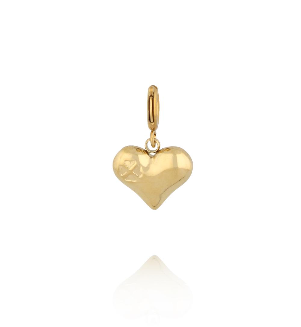 Charms Pozłacane Serce z wyżłobioną koniczynką CHA0038