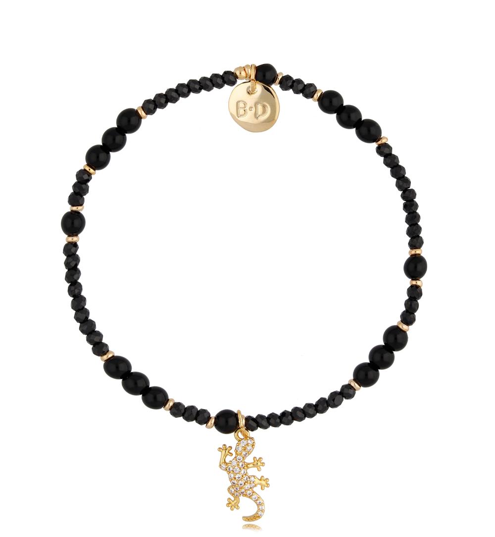 Bransoletka czarna z jaszczurką Ventura BTW1352