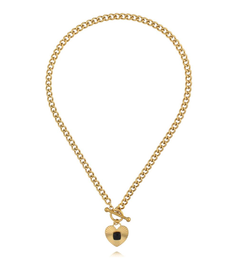 Zestaw dwóch naszyjników w złocie z czarnymi akcentami ZN0176
