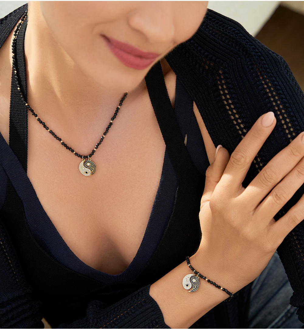 Naszyjnik czarny Yin and Yang NTW1050