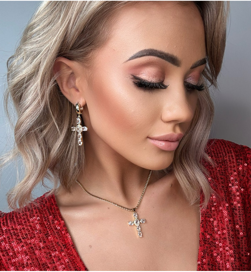 Kolczyki transparentne krzyżyki z kryształkami Hullu KRG0940