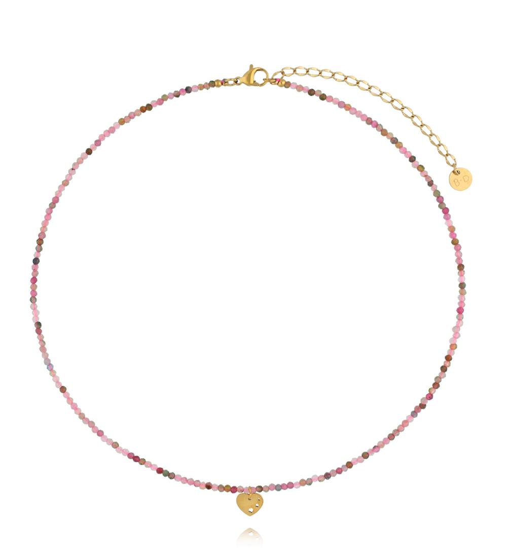 Naszyjnik z turmalinem i złotym sercem NTW1560